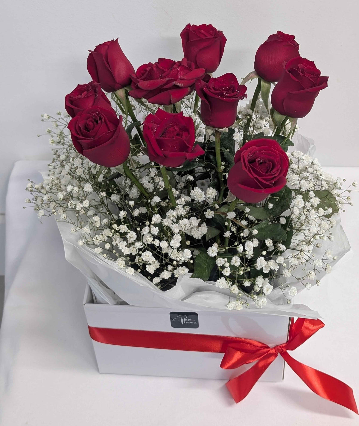 Red Roses Hat Box Flowers